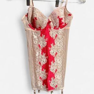 Victoria's Secret Red and Cream Lace Chemise